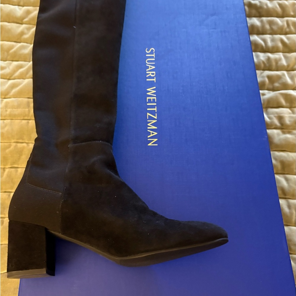 Stuart Weitzman Black Suede over the Knee-pull on boot